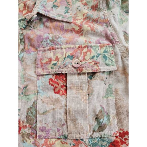 Patchington In Bloon Floral Linen Blend Jacket Shacket Women's Size M - Picture 3 of 9